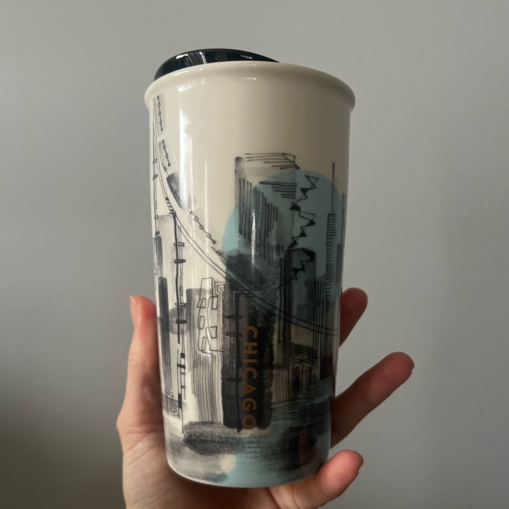 Starbucks Chicago Skyline Travel Ceramic Tumbler Mug